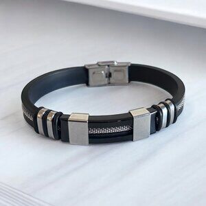 Casual Men Mesh Link Insert Punk Wristband